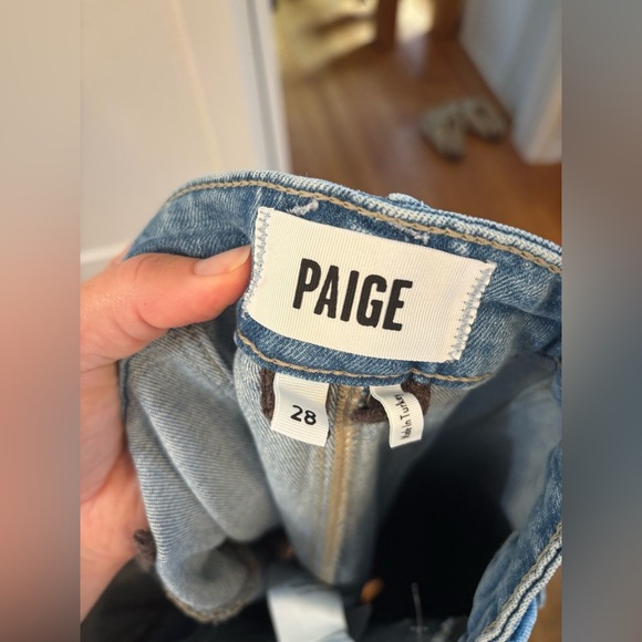 new Paige Leenah slide wide leg patch pocket jeans in Adley blue - Picture 9 of 9